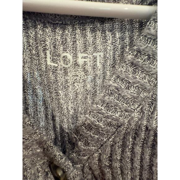 LOFT Women’s Small Gray Ribbed Henley Sweater Long Sleeve Soft Knit Top - Picture 3 of 4